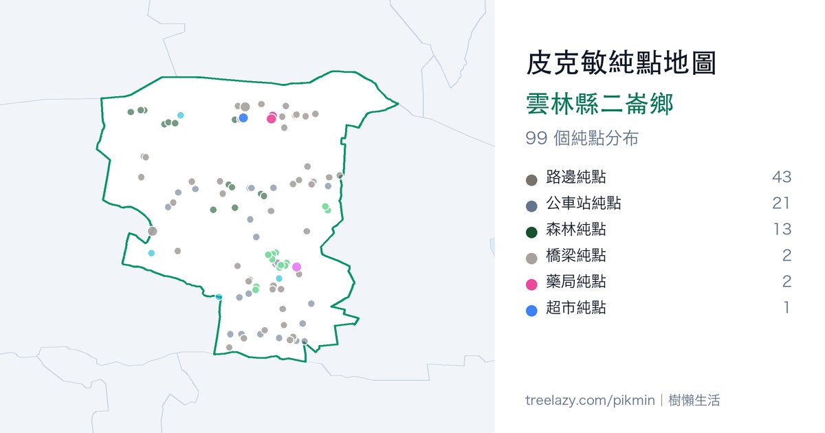 皮克敏純點地圖|雲林縣二崙鄉純點分布圖