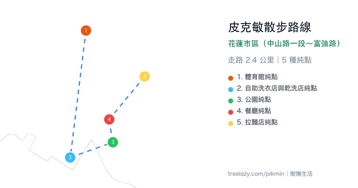 皮克敏散步路線|花蓮市區(中山路一段~富強路)路線圖