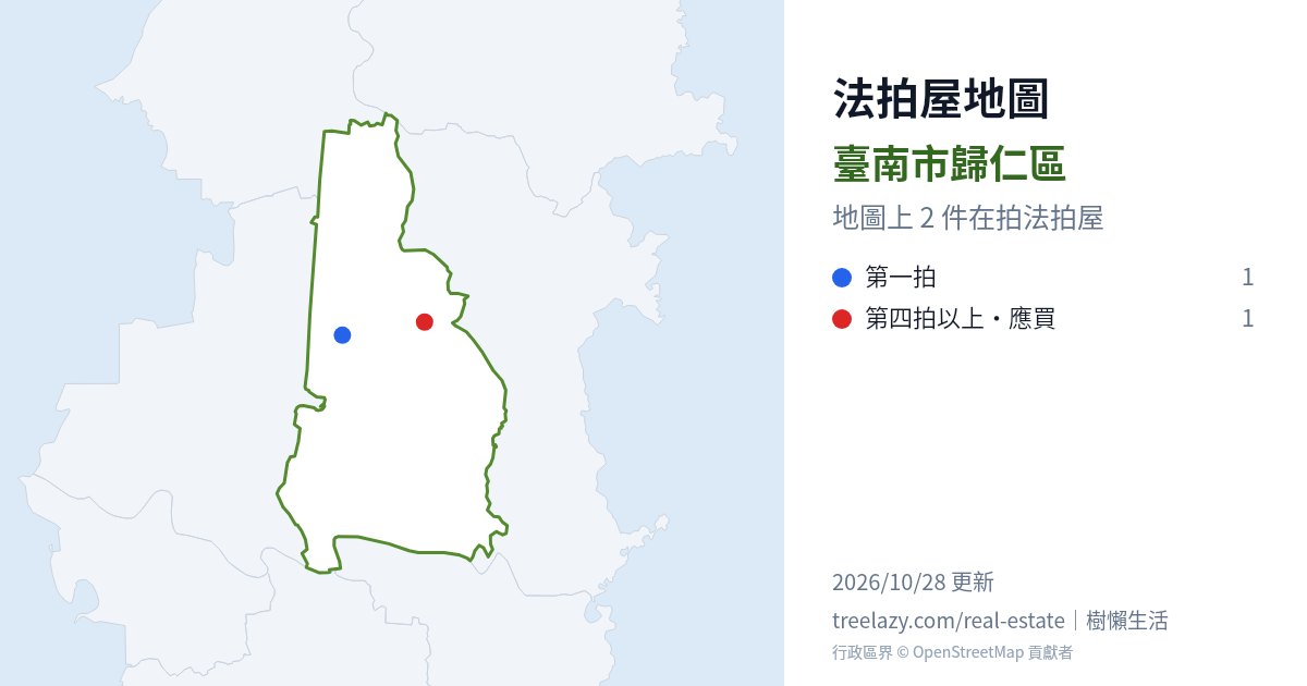 臺南市歸仁區法拍屋分布圖