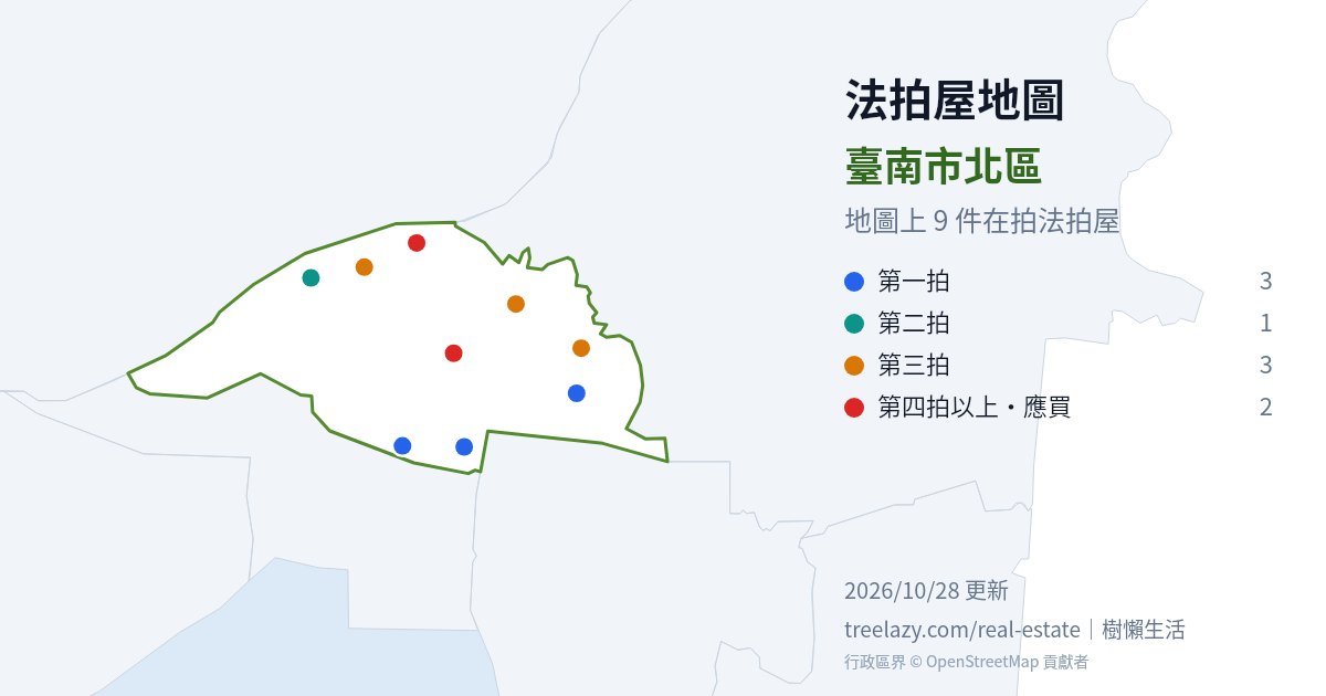 臺南市北區法拍屋分布圖